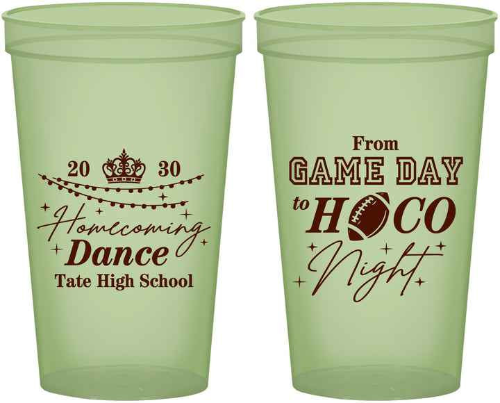 Custom Homecoming 22 oz Glow In The Dark Cups - Gameday To Hoco Night | 330005