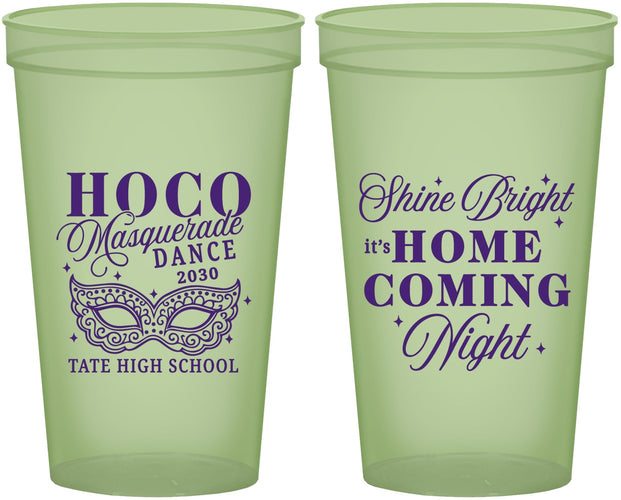 Custom Homecoming 22 oz Glow In The Dark Cups - Hoco Masquerade Dance | 330009