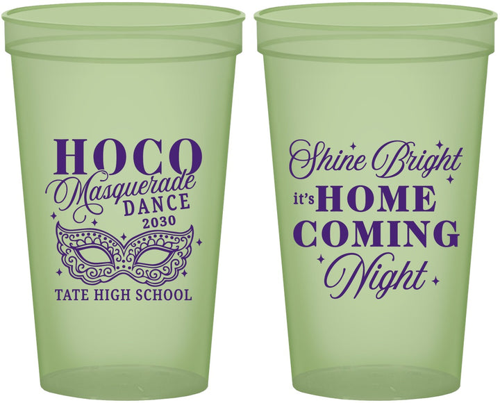 Custom Homecoming 22 oz Glow In The Dark Cups - Hoco Masquerade Dance | 330009
