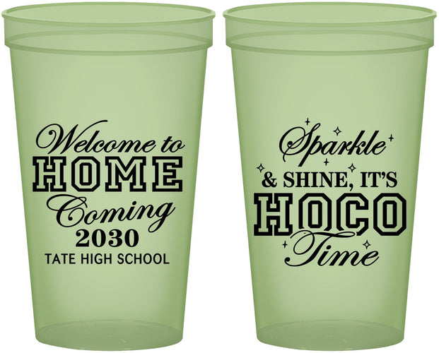 Custom Homecoming 22 oz Glow In The Dark Cups - Sparkle Shine Hoco Time | 330017