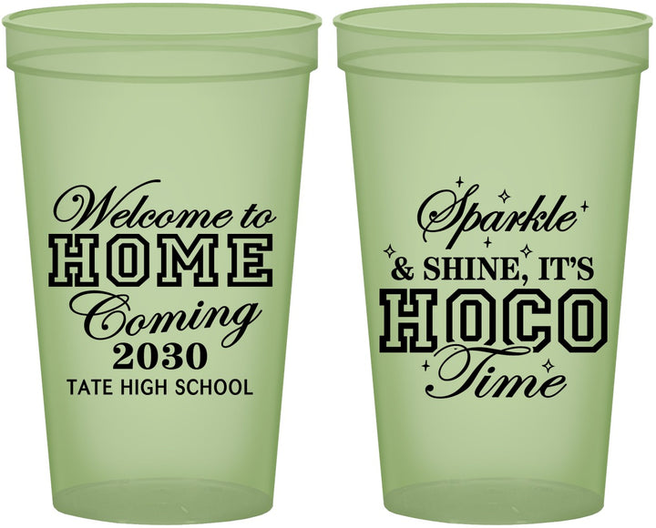 Custom Homecoming 22 oz Glow In The Dark Cups - Sparkle Shine Hoco Time | 330017