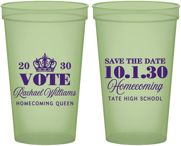 Custom Homecoming 22 oz Glow In The Dark Cups - Hoco Queen Vote | 330020