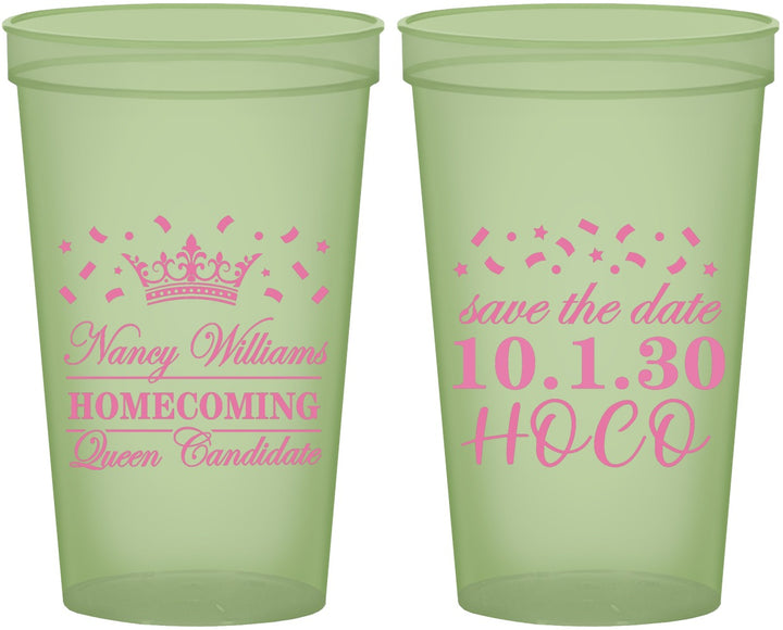 Custom Homecoming 22 oz Glow In The Dark Cups - Hoco Queen Vote | 330024