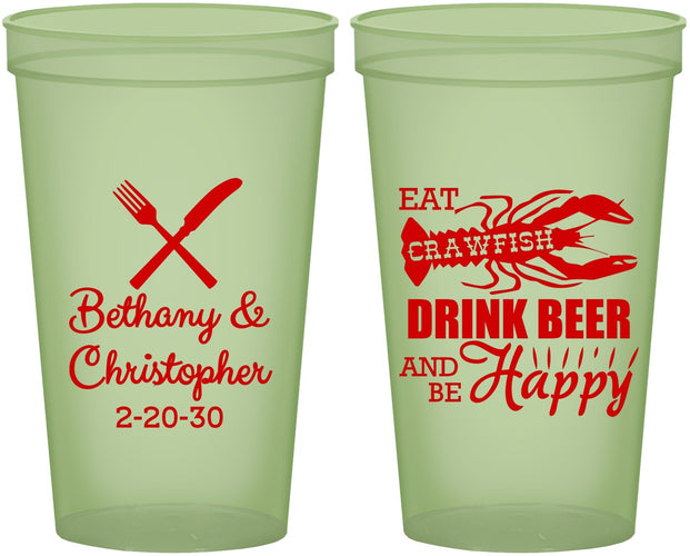 Custom Wedding 22 oz Glow In The Dark Cups - Crawfish Boil | 332