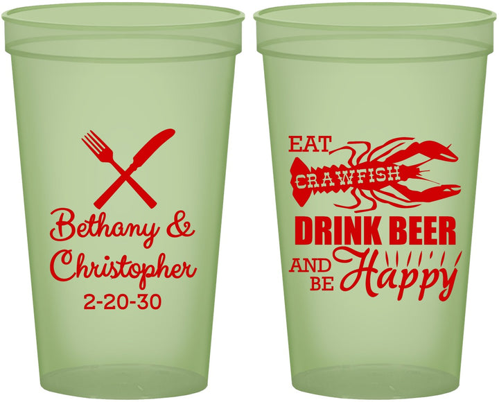 Custom Wedding 22 oz Glow In The Dark Cups - Crawfish Boil | 332