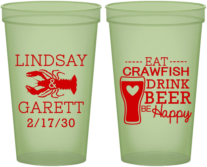 Custom Wedding 22 oz Glow In The Dark Cups - Crawfish Boil | 333