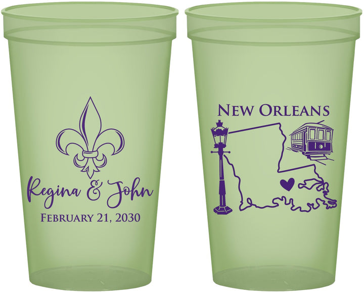 Custom Wedding 22 oz Glow In The Dark Cups - New Orleans | 334