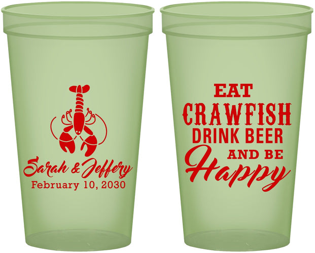 Custom Wedding 22 oz Glow In The Dark Cups - Crawfish Boil | 335