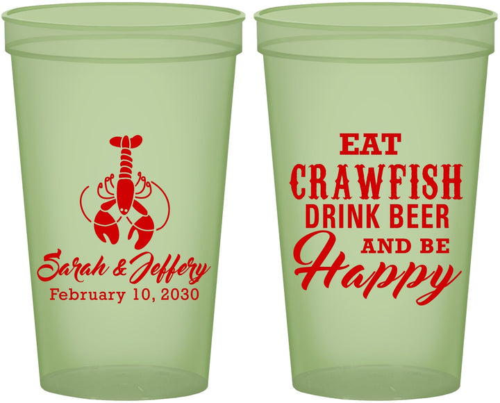 Custom Wedding 22 oz Glow In The Dark Cups - Crawfish Boil | 335
