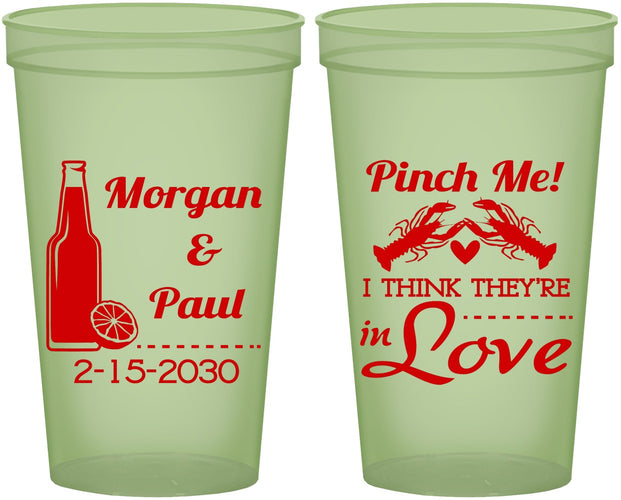Custom Wedding 22 oz Glow In The Dark Cups - Crawfish Boil Pinch Me | 337