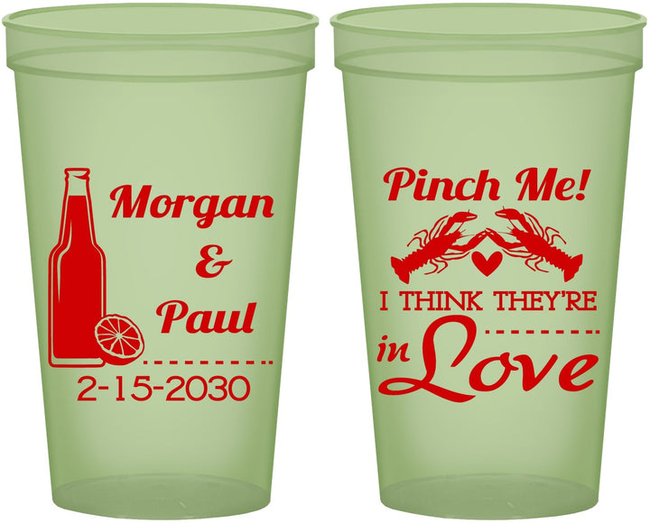 Custom Wedding 22 oz Glow In The Dark Cups - Crawfish Boil Pinch Me | 337