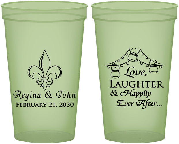 Custom Wedding 22 oz Glow In The Dark Cups - Love Laughter Happily | 338