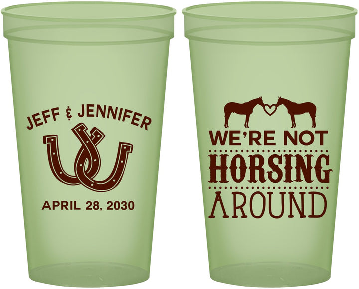 Custom Wedding 22 oz Glow In The Dark Cups - Horseshoe | 340