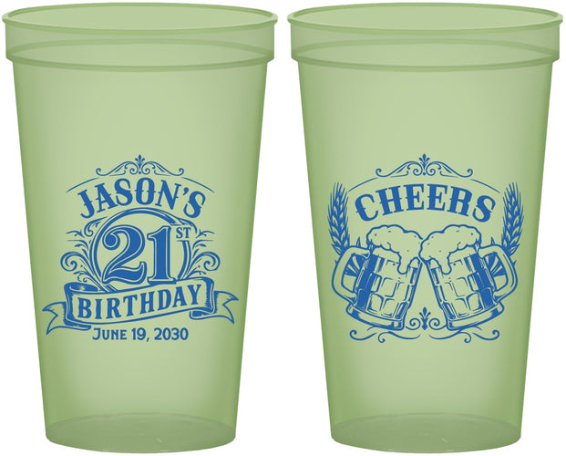 Custom 21st Birthday 22 oz Glow In The Dark Cups - Cheers | 340001