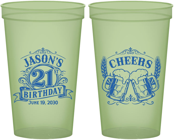 Custom 21st Birthday 22 oz Glow In The Dark Cups - Cheers | 340001