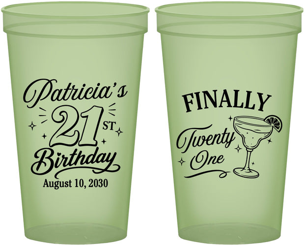 Custom 21st Birthday 22 oz Glow In The Dark Cups - Finally Twenty One | 340008