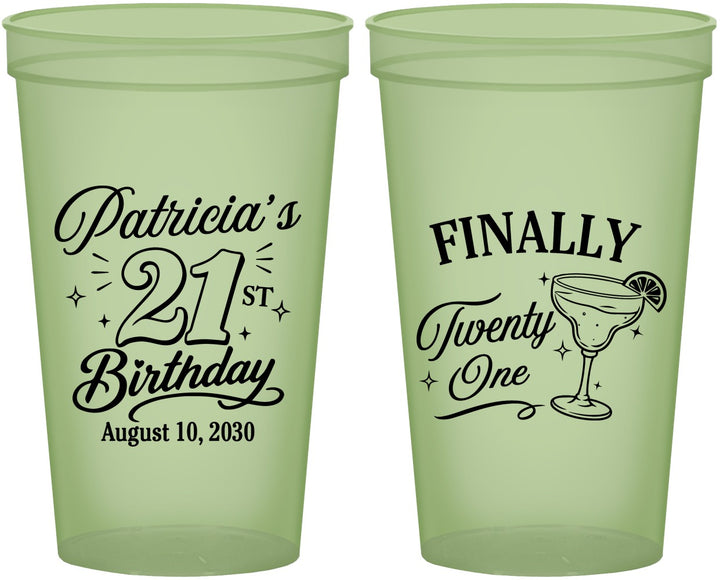 Custom 21st Birthday 22 oz Glow In The Dark Cups - Finally Twenty One | 340008
