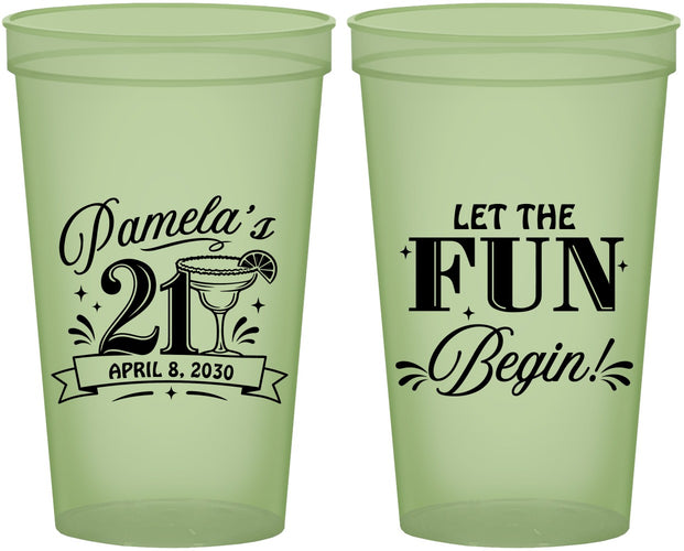 Custom 21st Birthday 22 oz Glow In The Dark Cups - Let The Fun Begin | 340009