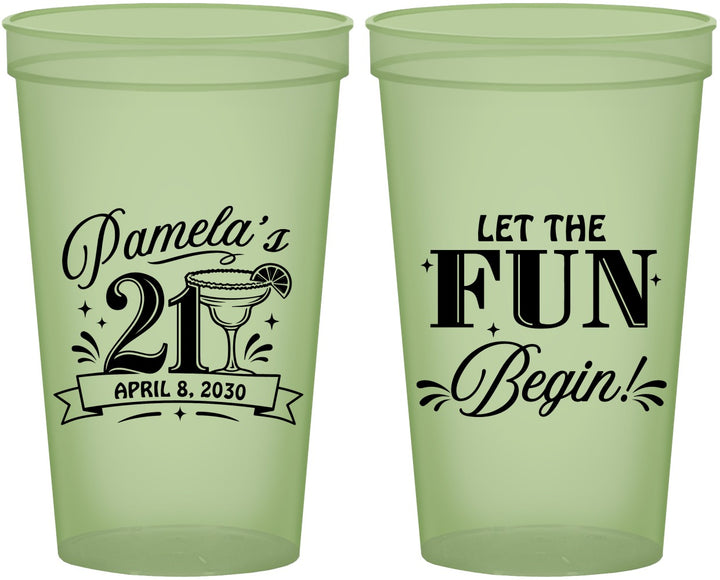Custom 21st Birthday 22 oz Glow In The Dark Cups - Let The Fun Begin | 340009