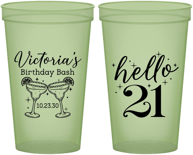 Custom 21st Birthday 22 oz Glow In The Dark Cups - Hello Twenty One | 340011