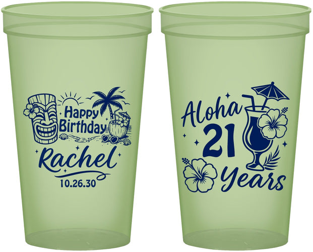 Custom 21st Birthday 22 oz Glow In The Dark Cups - Aloha Hawaii | 340016