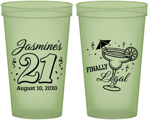 Custom 21st Birthday 22 oz Glow In The Dark Cups - Finally Legal | 340018