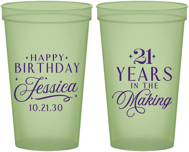 Custom 21st Birthday 22 oz Glow In The Dark Cups - Twenty One Years In The Making | 340023