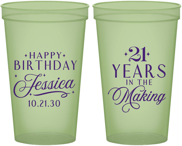 Custom 21st Birthday 22 oz Glow In The Dark Cups - Twenty One Years In The Making | 340023