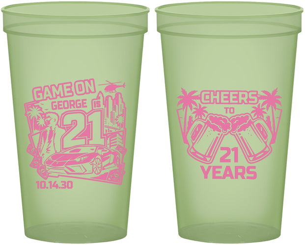 Custom 21st Birthday 22 oz Glow In The Dark Cups - Video Game | 340024