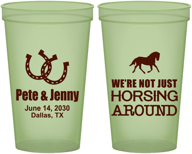 Custom Wedding 22 oz Glow In The Dark Cups - Horseshoe | 341