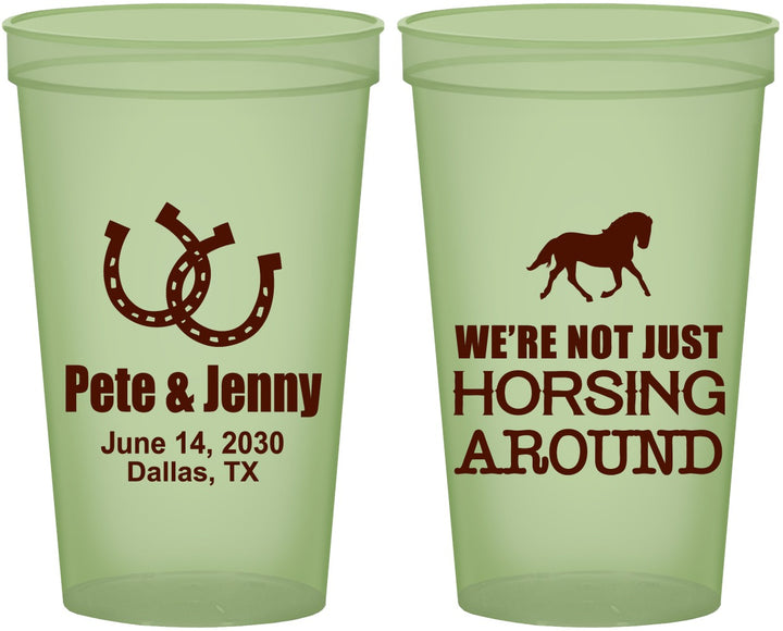 Custom Wedding 22 oz Glow In The Dark Cups - Horseshoe | 341