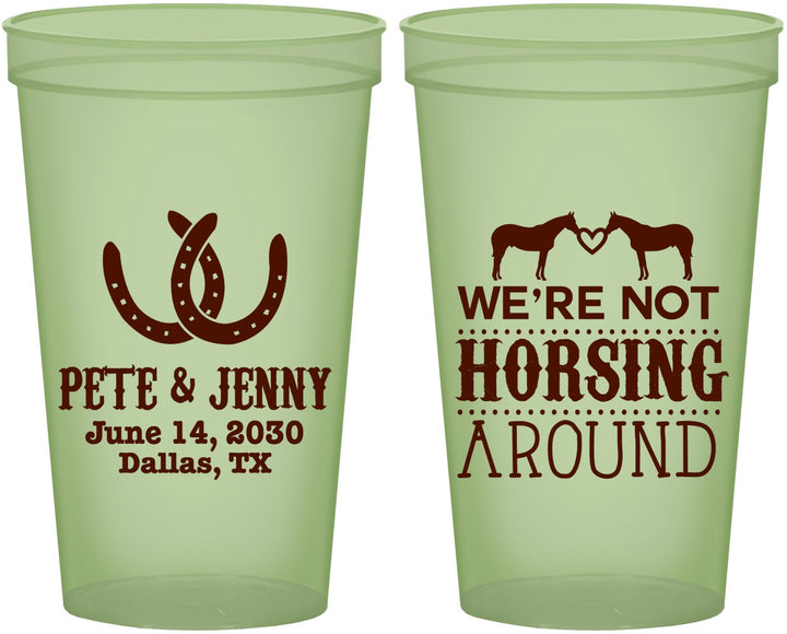 Custom Wedding 22 oz Glow In The Dark Cups - Horseshoe | 342