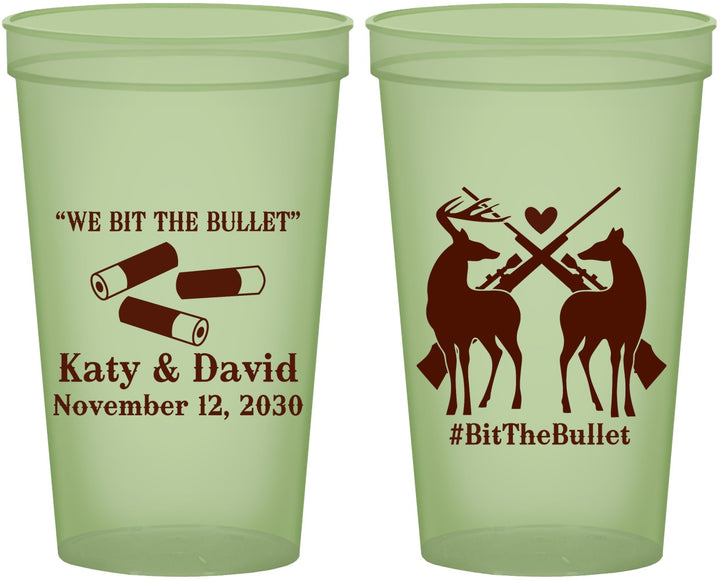 Custom Wedding 22 oz Glow In The Dark Cups - We Bit The Bullet | 343