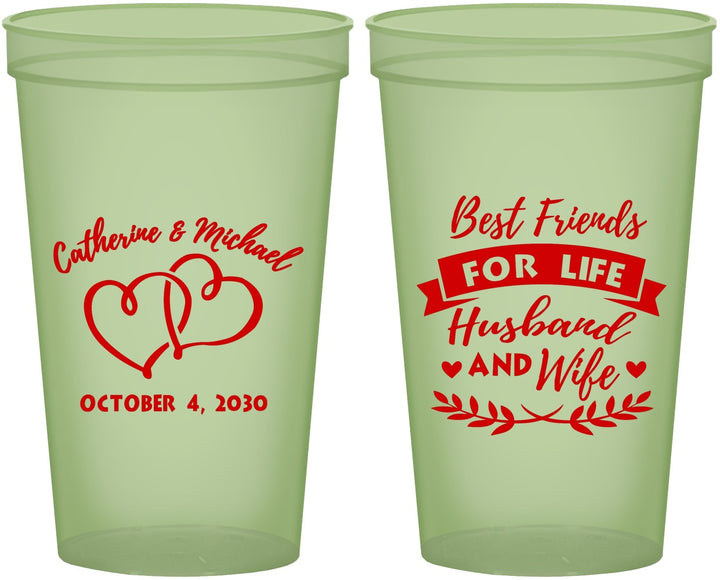 Custom Wedding 22 oz Glow In The Dark Cups - Best Friends For Life | 349
