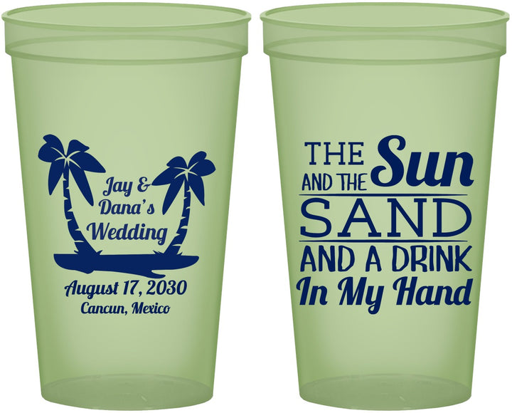 Custom Wedding 22 oz Glow In The Dark Cups - Beach | 350