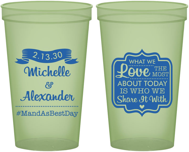 Custom Wedding 22 oz Glow In The Dark Cups - Love Story | 359