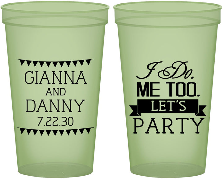 Custom Wedding 22 oz Glow In The Dark Cups - I Do Me Too | 363
