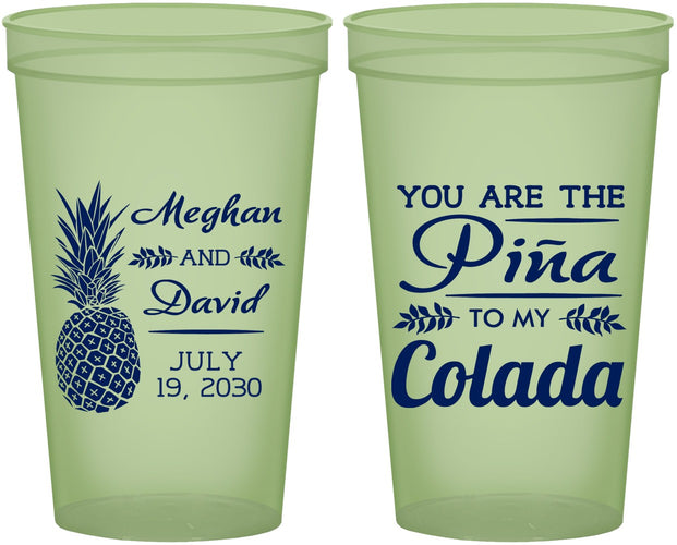 Custom Wedding 22 oz Glow In The Dark Cups - Pina Colada | 364