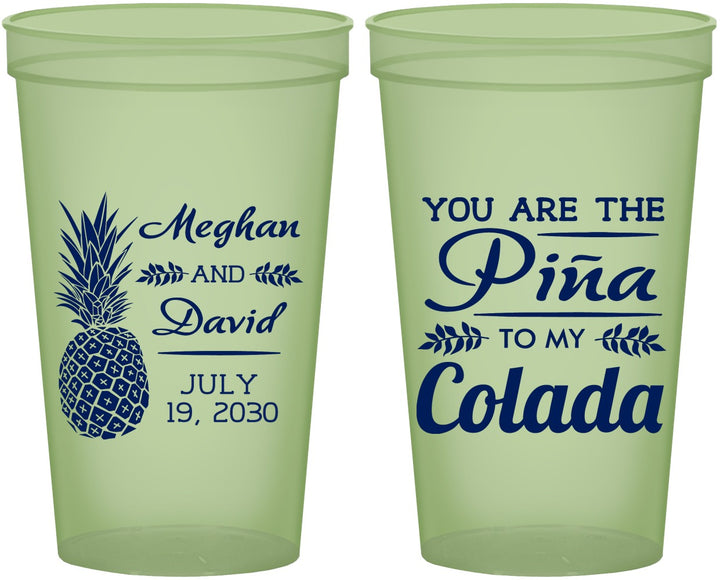 Custom Wedding 22 oz Glow In The Dark Cups - Pina Colada | 364
