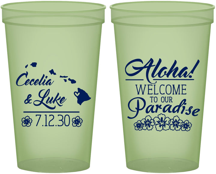 Custom Wedding 22 oz Glow In The Dark Cups - Hawaii | 365