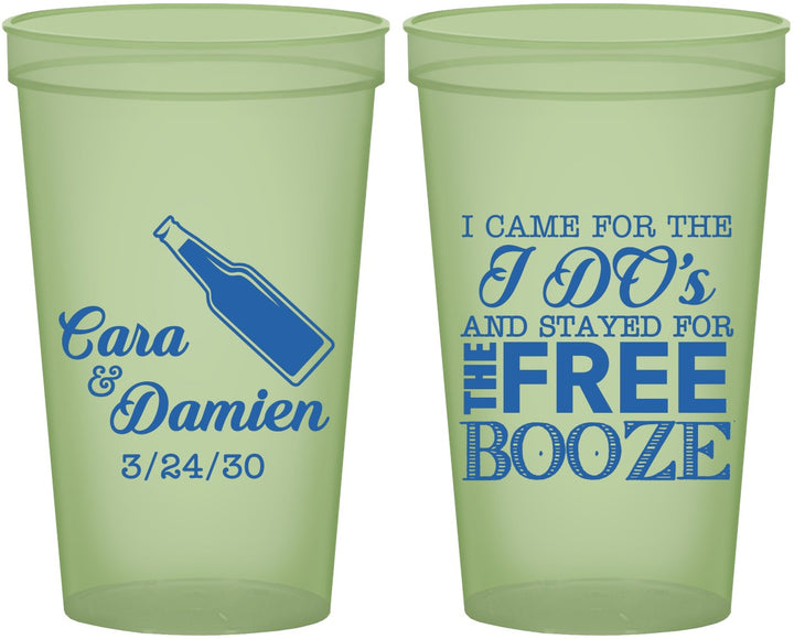 Custom Wedding 22 oz Glow In The Dark Cups - I Do Free Booze | 371