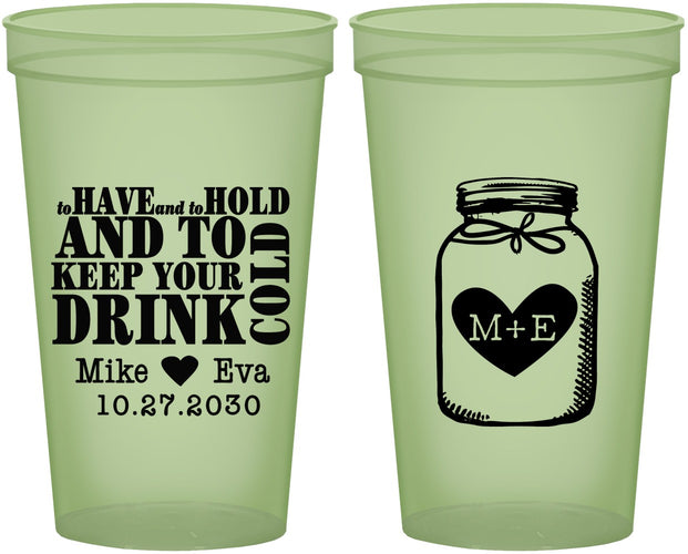 Custom Wedding 22 oz Glow In The Dark Cups - Mason Jar | 373