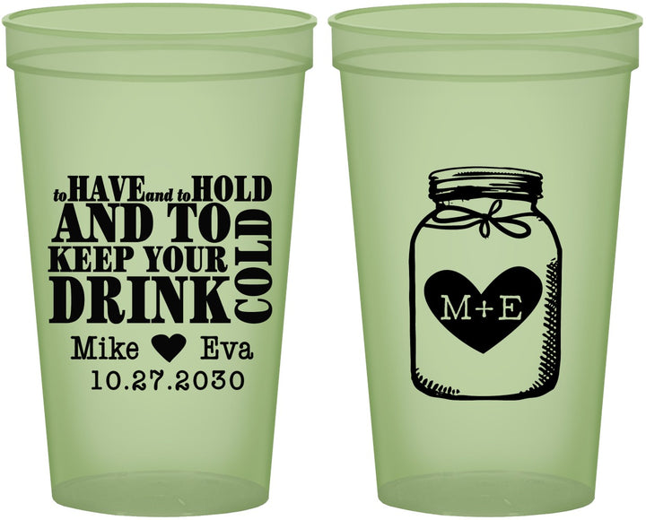 Custom Wedding 22 oz Glow In The Dark Cups - Mason Jar | 373