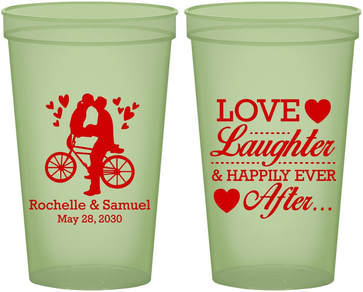 Custom Wedding 22 oz Glow In The Dark Cups - Love Laughter Happily | 376