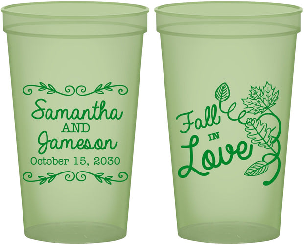 Custom Wedding 22 oz Glow In The Dark Cups - Fall In Love | 377