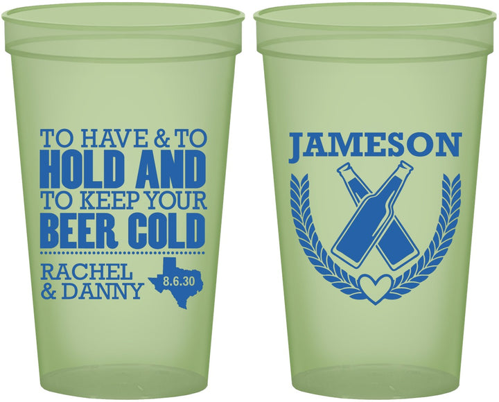 Custom Wedding 22 oz Glow In The Dark Cups - To Have And To Hold | 379