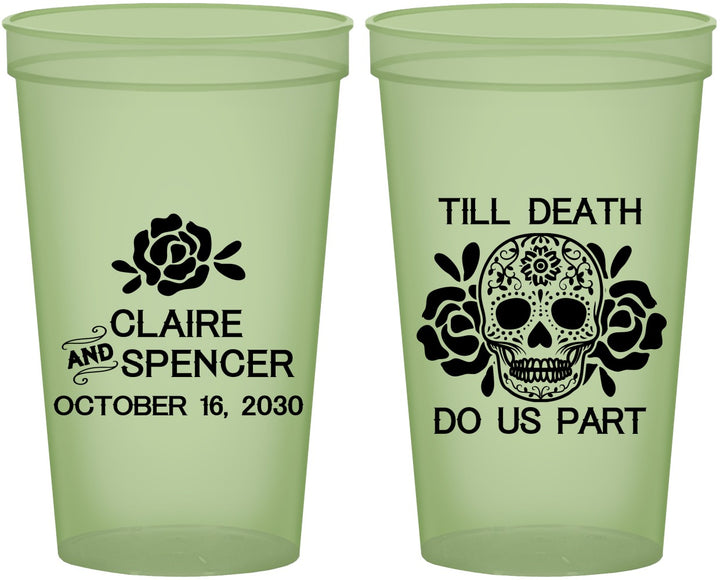 Custom Wedding 22 oz Glow In The Dark Cups - Till Death Do Us Part | 380