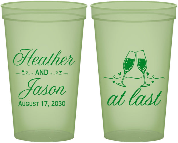 Custom Wedding 22 oz Glow In The Dark Cups - At Last | 382