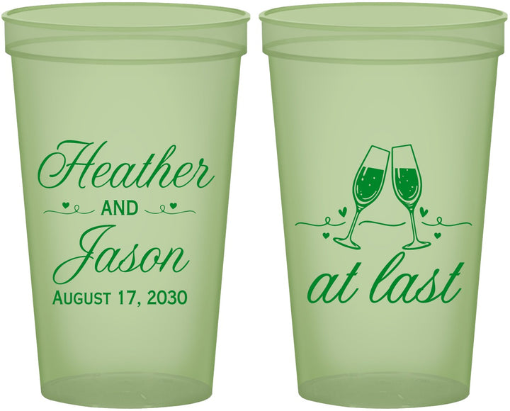 Custom Wedding 22 oz Glow In The Dark Cups - At Last | 382