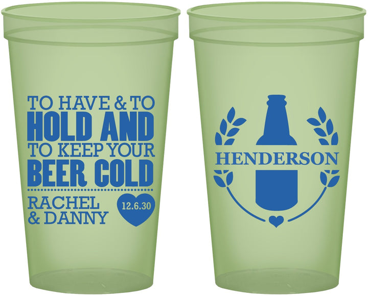 Custom Wedding 22 oz Glow In The Dark Cups - To Have And To Hold | 384